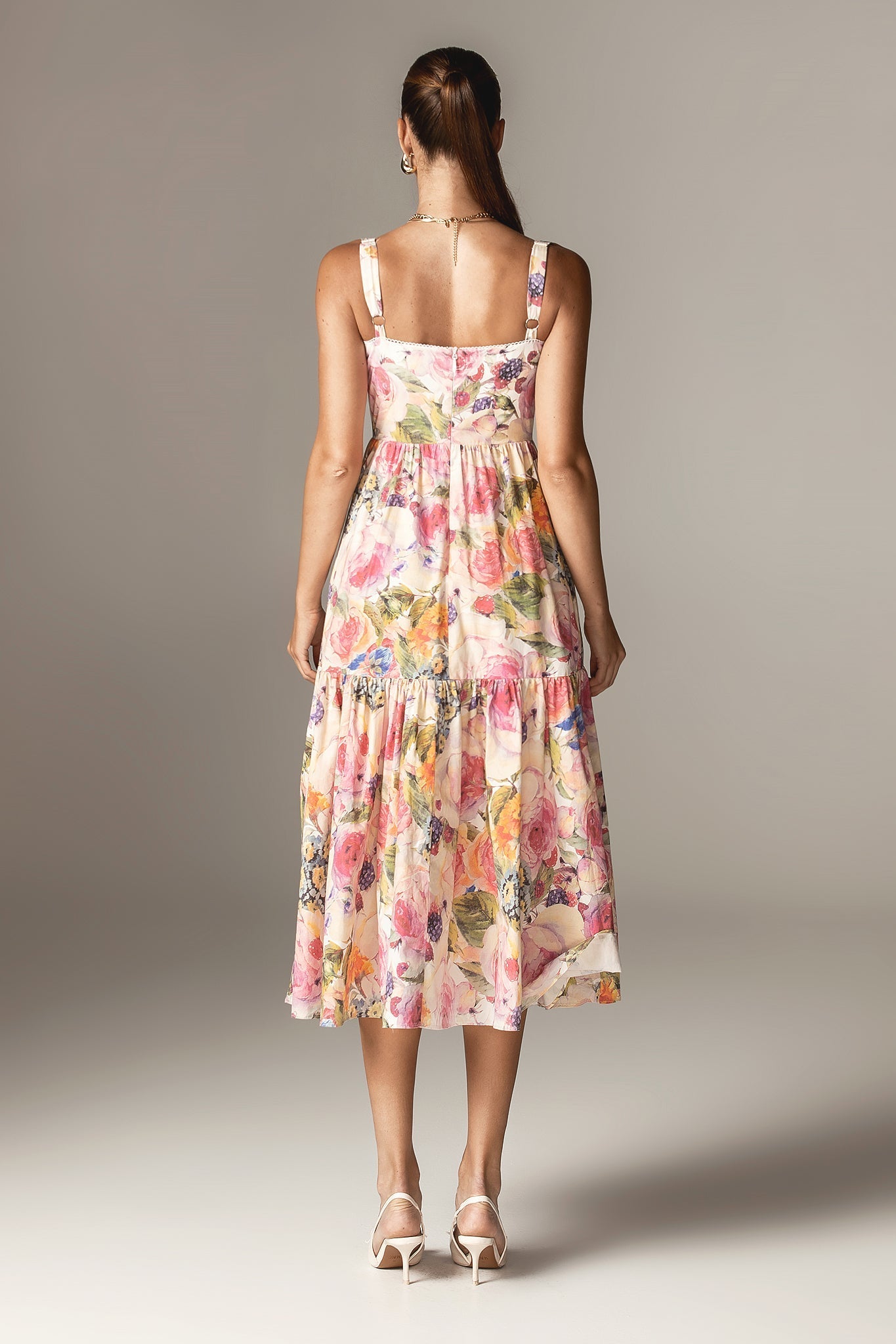 Andrea Bloom Rose Pamuklu Maksi Sundress (Gül Baskı)