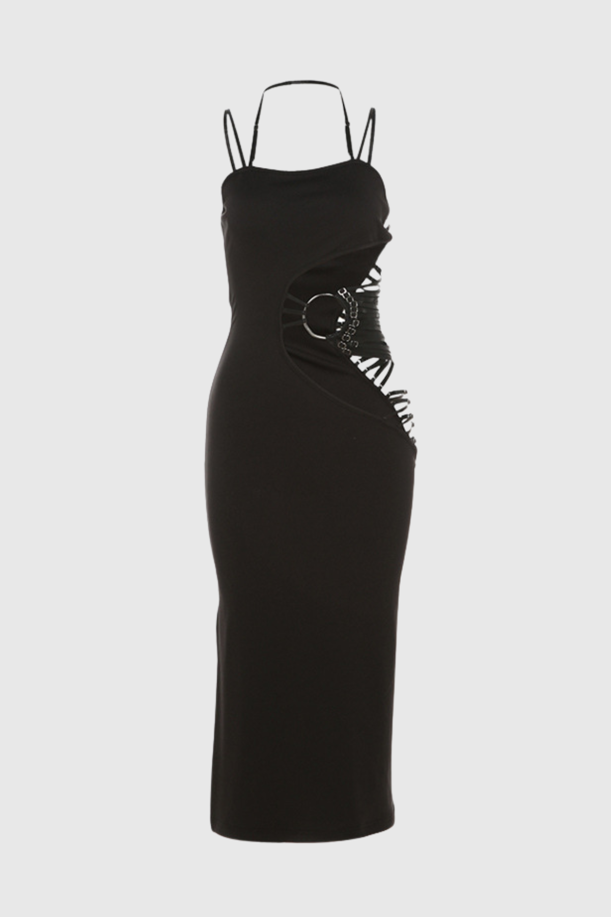 Aimi Cutout Asimetrik Bölünmüş Maxi Elbise