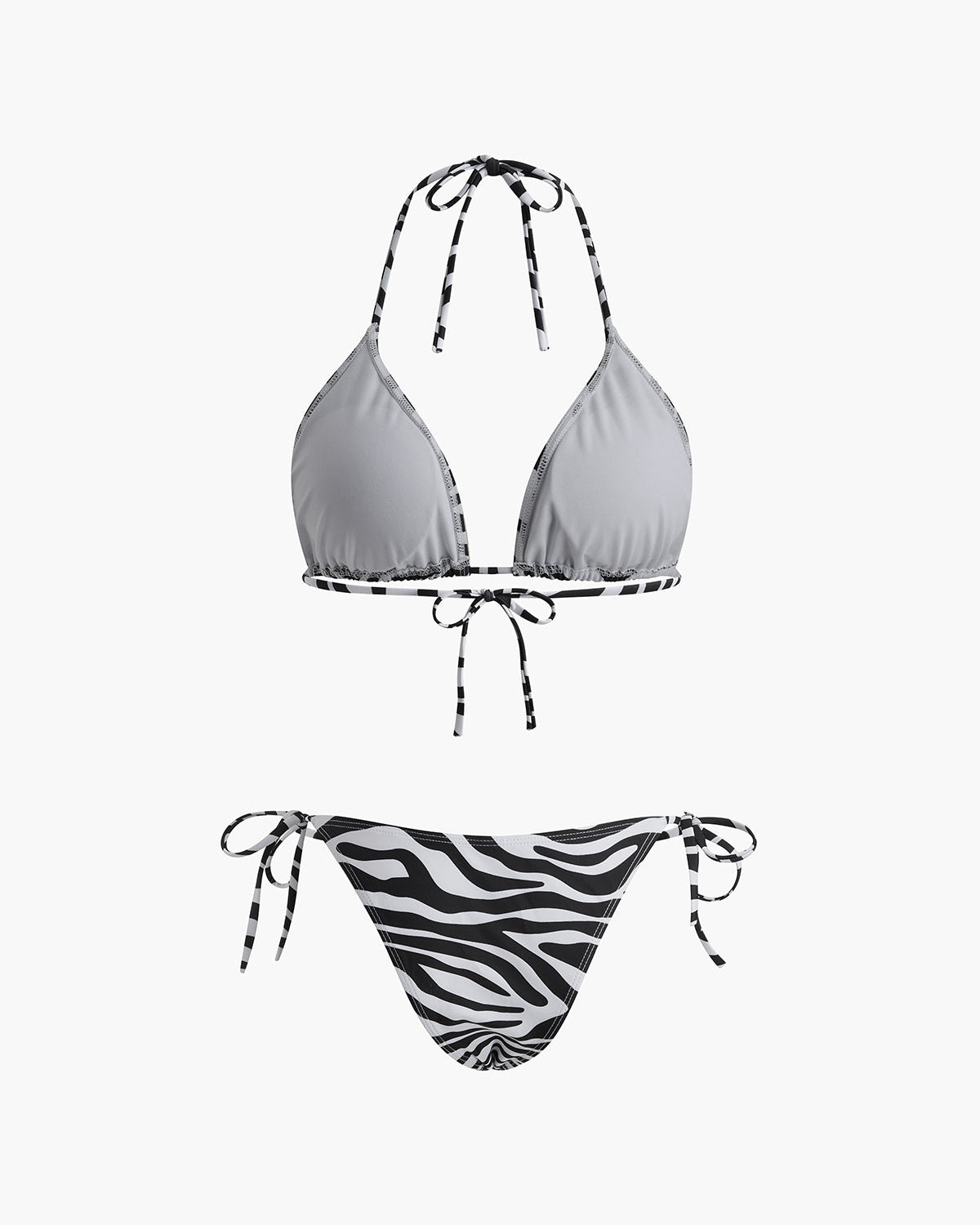 Zebra Çizgili Üçgen Bikini Takımı