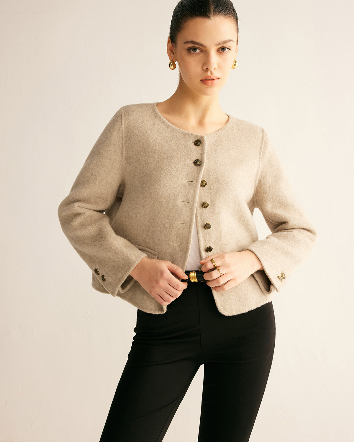 Yün Karışımlı Şık Düğmeli Blazer