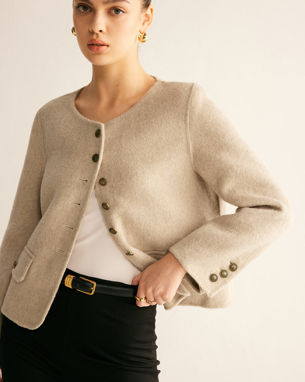 Yün Karışımlı Şık Düğmeli Blazer