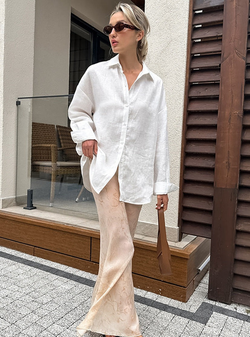 Zari Uzun Kollu Oversize Gömlek