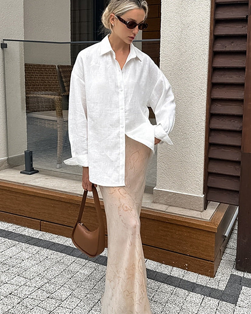 Zari Uzun Kollu Oversize Gömlek