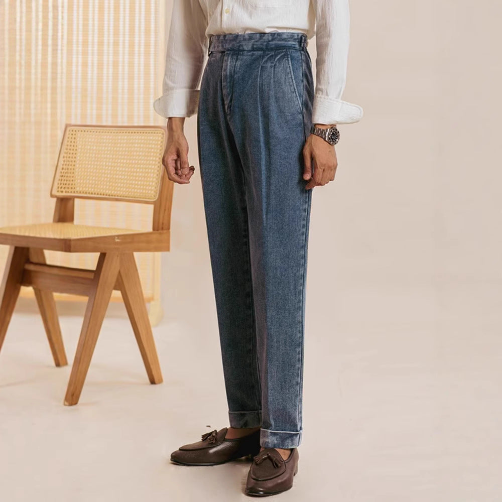 Yüksek Bel Vintage Denim Pantolon