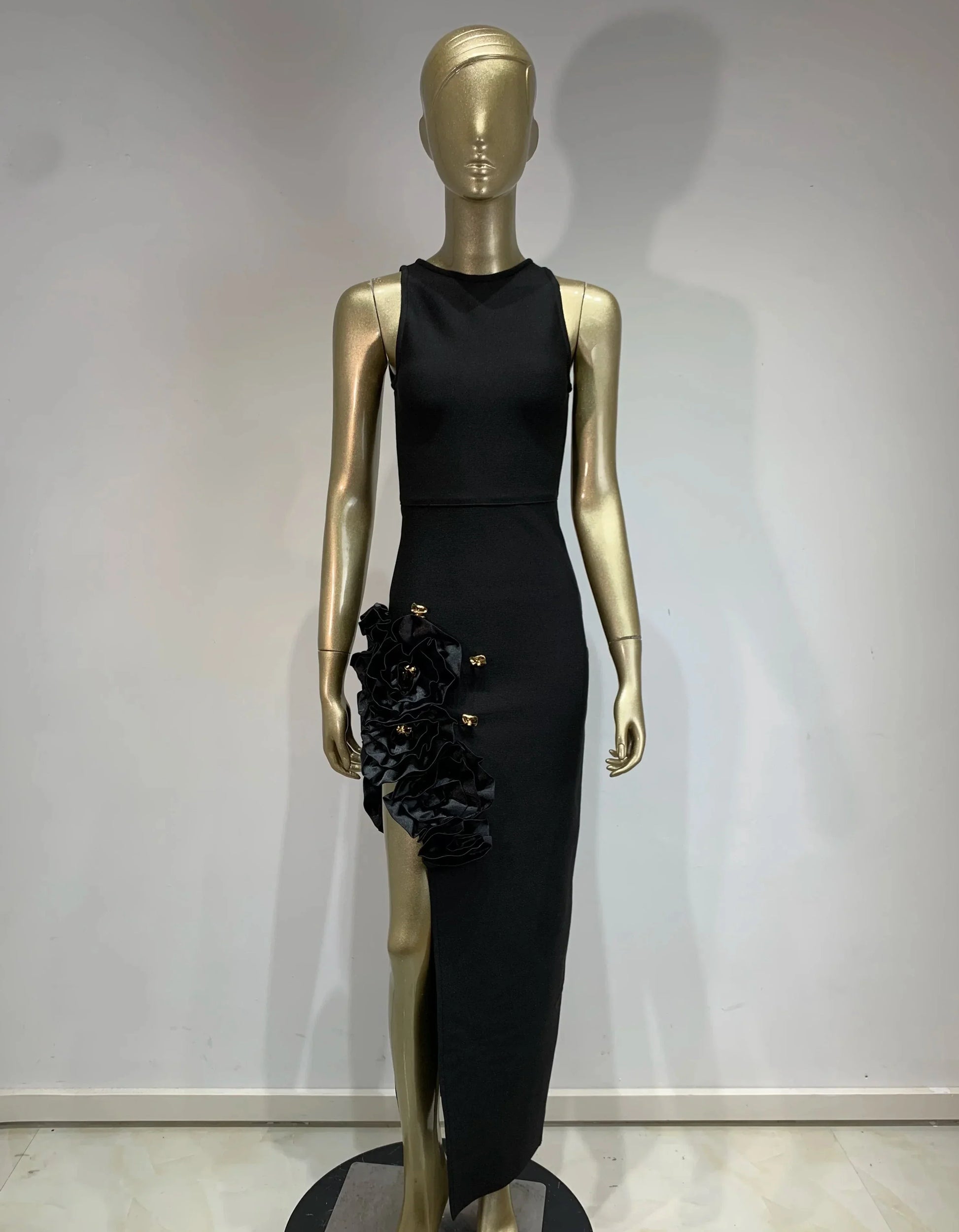 Yırtmaçlı Uzun Bodycon Elbise - Nisan