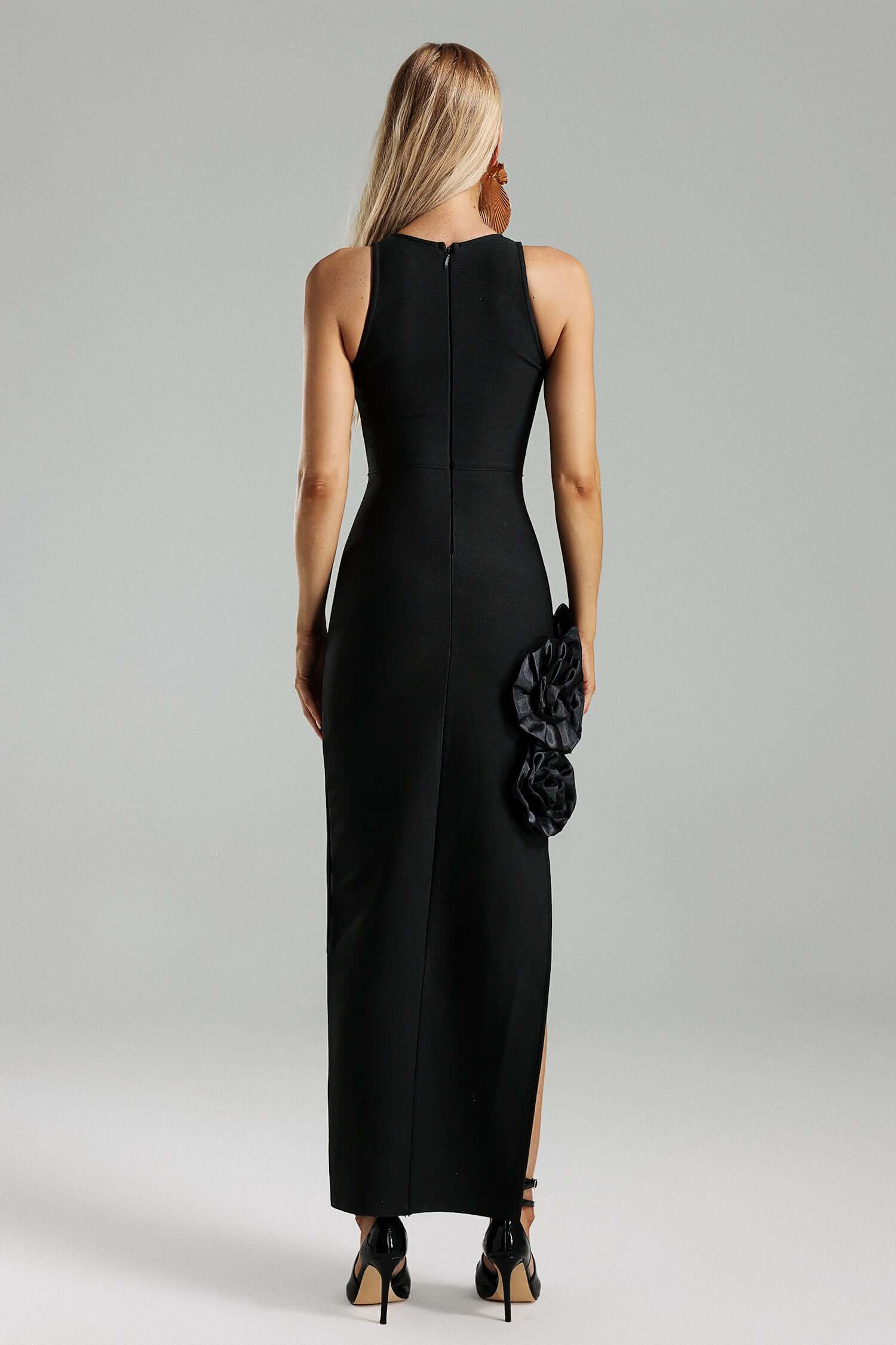 Yırtmaçlı Uzun Bodycon Elbise - Nisan
